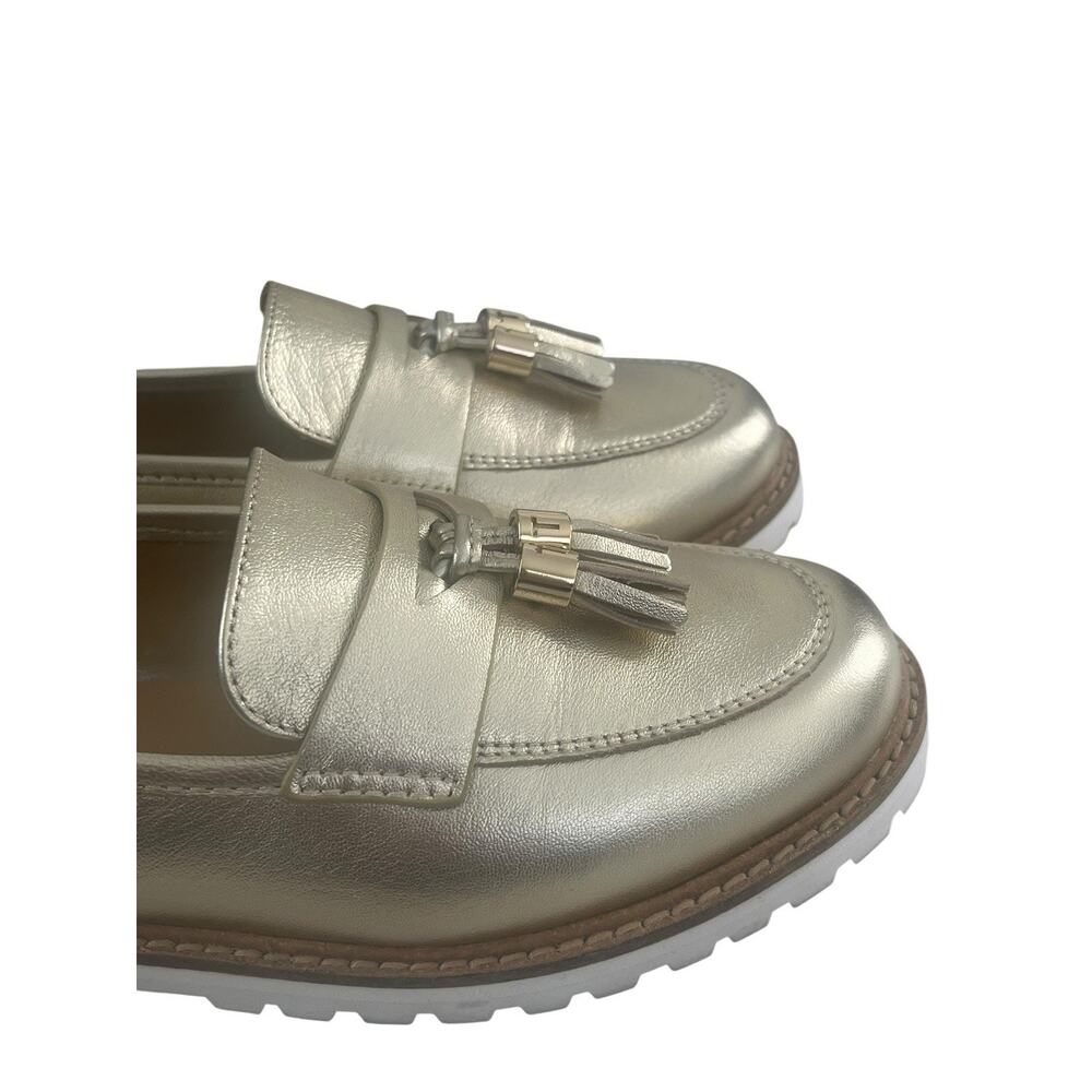 Talbots Tassel Loafer Women's Size 6 M Gold Metallic Leather Slip On Comfort - Picture 10 of 14